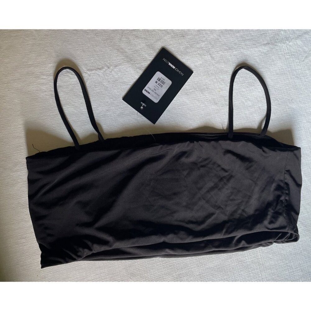 Fashion Nova Womens Black Bandage Crop Top Medium Bra